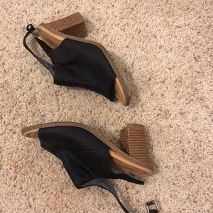 Dr shcholls black peep toe mule sandal